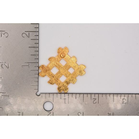 Vintage Dangle Weaved Earrings Brushed Shiny Gold Textured Chunky 1980s BinAY - Picture 12 of 12